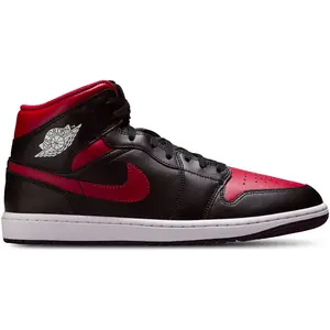 Nike Air Jordan 1 Mid "Bred" Black Red White DQ8426-067 Men's Sneakers Premium Leather Durable Rubber Outsole Streetwear Casual Basketball-Inspired