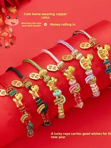 Handmade Horse Year Bracelet for 2026 Lunar New Year, Rope Zodiac Horse Charm, Lucky Gift for All-Year Wear