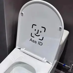 ASS ID Toilet Stickers - Funny Self-Adhesive PVC Bathroom Decals, Humorous Toilet Decor Stickers