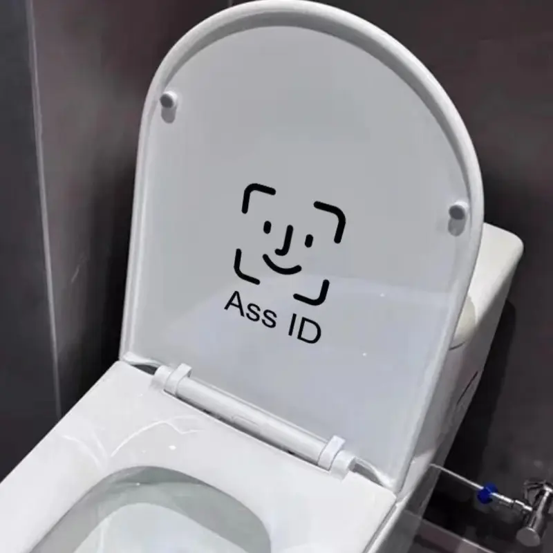 ASS ID Toilet Stickers - Funny Self-Adhesive PVC Bathroom Decals, Humorous Toilet Decor Stickers, Funny gifts, warm little decorations for the home, Bathroom Decor Supplies
