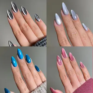 96pcs Almond Nail Art Set, Glossy Finish Medium Long Nails, Y2K Style for Women & Girls, Includes Adhesive + Files + Picks, Nail Kit