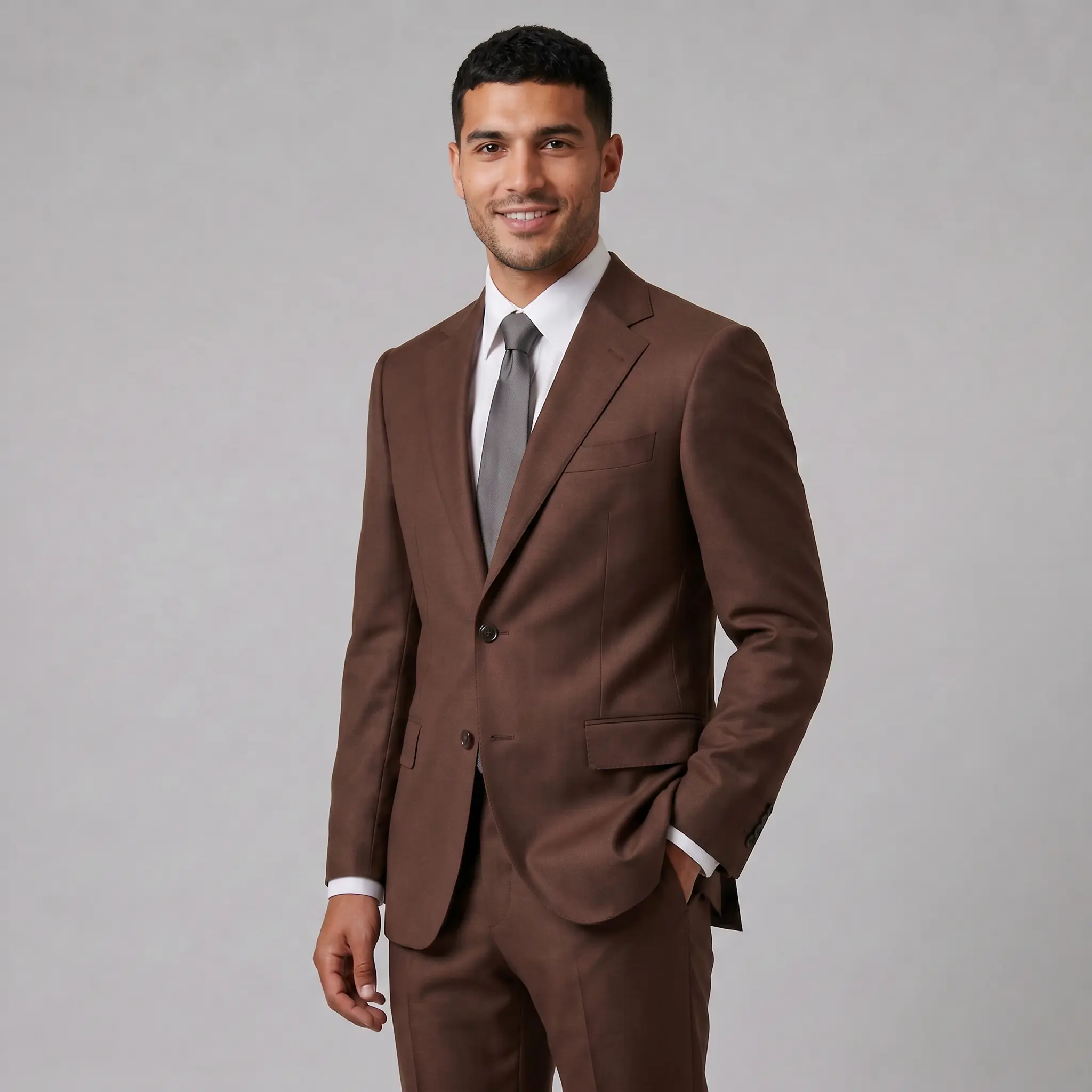 Joseph Michael Men's Rust 3-Piece Slim Fit Vested Sharkskin Suit — Notch Lapel