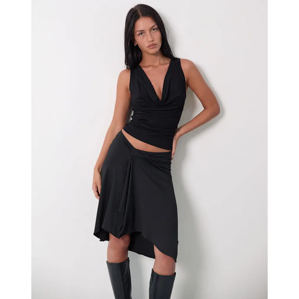 MOTEL Esmeray Midi Skirt In Black