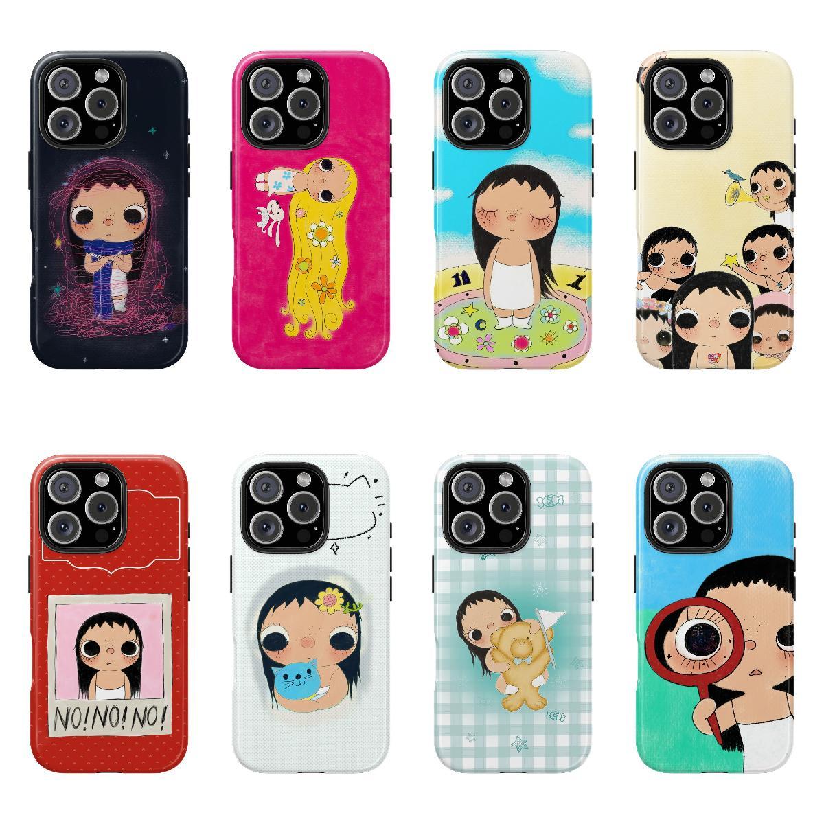 8 Styles Dreamy yuyy INS Glittering Big Eyes Comic Girl Phone Case for iPhone 17 Pro Max 16 15 14 13 12 11 Samsung S21 S22 S23 S24 S25 Slim Lexan Polycarbonate Durable Gift For Her 11-17 designer