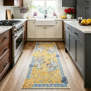 Vintage Tiger Hallway Rug, Non-Slip Long Runner Carpet, Easy Clean, for Hallway, Living Room, Bedroom