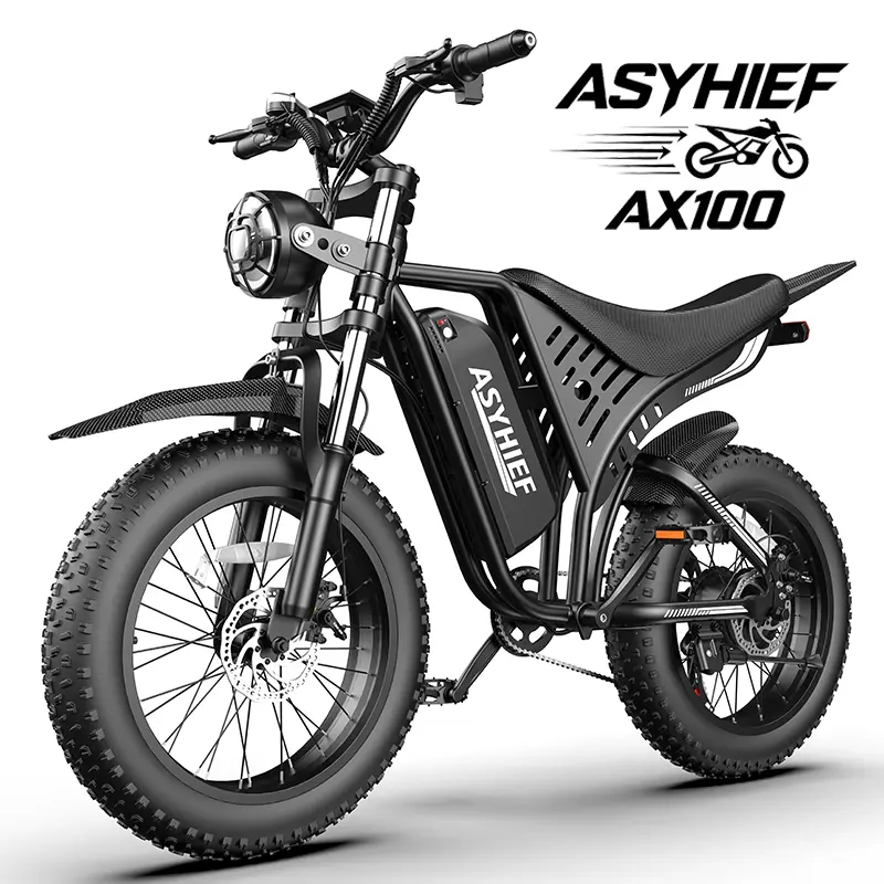 ASYHIEF AX100 3500W Peak Adult Off-Road Electric Bike, Max 35MPH, 48V 15.6AH UL2849 Removable Battery, 20"×4" All-Terrain Fat Tires, Dual Disc Brakes, LCD Screen & NFC Keyless Unlock, 330LBS Max Load Waterproof E-Bike for Road, Sand, Mountain & Snow