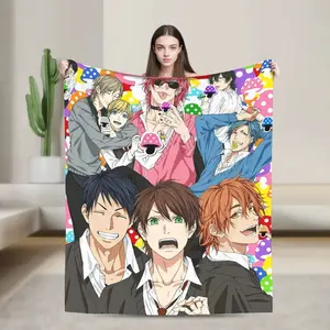 YAOI Anime Flannel Blanket Autumn  Warm Throw Blanket for Girls Boys Home Decor Graphic Bedspread Sofa Bed Cover