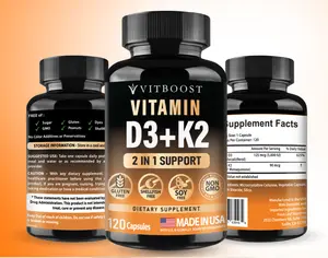 Vitamin D3 K2 Complex 5000 IU with Vitamin K2 MK7 90 mcg High Potency Supplement 120 Easy to Swallow Capsules Support Healthy Bone Density Heart Health and Immune System Function Non GMO Gluten Free USA Made