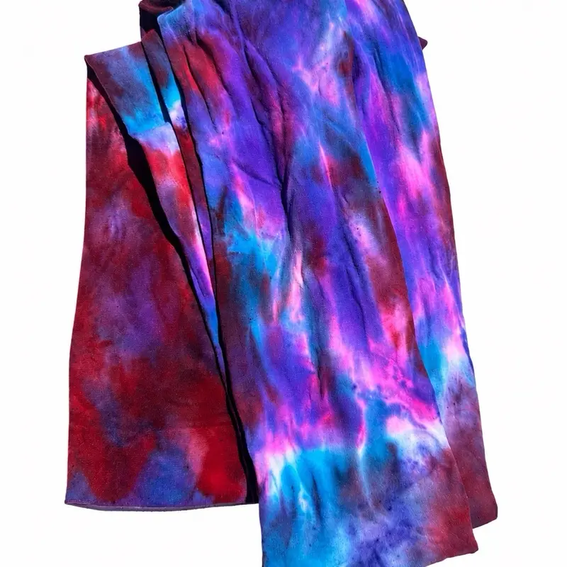 COSMIC PRISM Hand-Dyed Opaque Footed Tights – Electric Purple Blue Red Tie Dye Pantyhose, Soft Stretch Artistic Hosiery, Neon Galaxy Festival Leggings, Bold Statement Fashion Tights for Layered Everyday Looks XXL