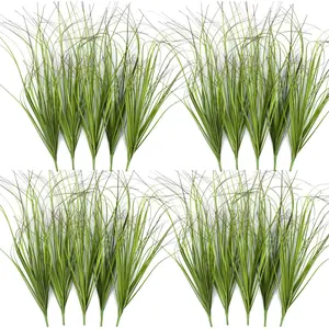 20 Count Artificial Outdoor Shrubs Tall Grass Faux Greenery Stems Leaves  for Indoor Decor Green