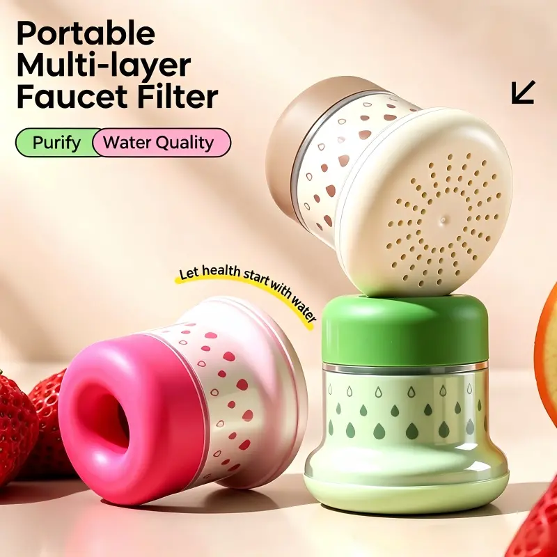 1-Pack Multi-Layer Faucet Water Filter | Splash-Proof Water Filter, Designed for Kitchen Vegetable Washing and Bathrooms—Instantly Purifies Tap Water, an Everyday Essential