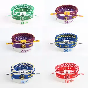 Basketball Bracelets Kobe James Curry Irving Durant Bracelets Three-Pack Adjustable Silicone Shoelace Bands