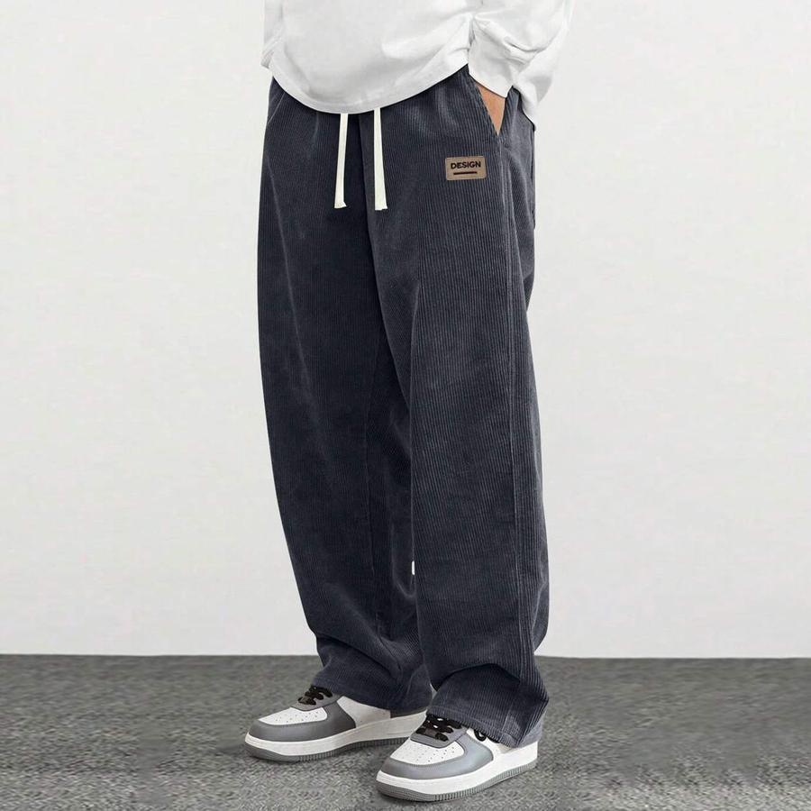 Men’s corduroy casual pants, loose straight fit, versatile for spring, summer, and autumn