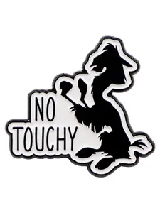 Cartoon "No touch" Enamel Brooch, Funny Cute Animal Quote Pin, Unisex Fashion Accessory, Perfect Gift for Friends and Family, Durable Metal Pins