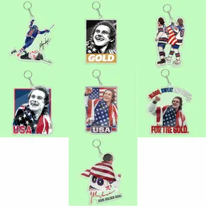 [HOT KEYCHAIN] Acrylic Charm Jack Hughes USA Hockey Golden Goal 2026 Hockey Keychain, 1-2 Layer Keychain, Gift For Fan