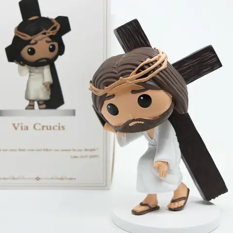 Resin Mini Jesus Figurine - Cute Chibi Style Cartoon Religious Decorations, Faith Filled Home Decor, Playful Catholic Ornaments, Easy-to-Keep Christmas Gift Faith Reminder