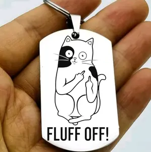 kitty cat fluff off hot funnh gure Keychain