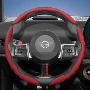 For mini Steering wheel cover, Made of breathable PU leather, sporty wave pattern, All-Season Use, suitable for models such as MINI Cooper 3-Door/MINI Countryman/MINI Cooper 5-Door/MINI Cooper Convertible/New All-Electric MINI Aceman/JCW