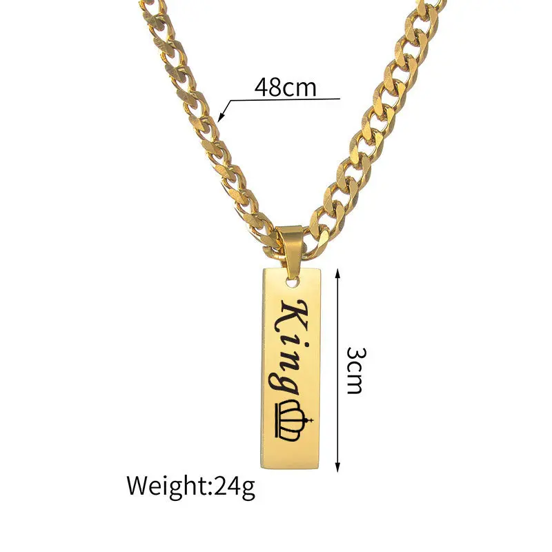 Gold necklace engraved with words