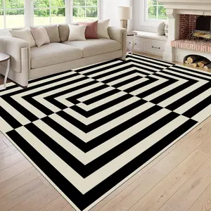 Line Geometry Pattern Area Rug, Checkered Rug, 1 Count Non-slip Soft Floor Mat, Decorative Carpet for Home Living Room Bedroom, Home Decor