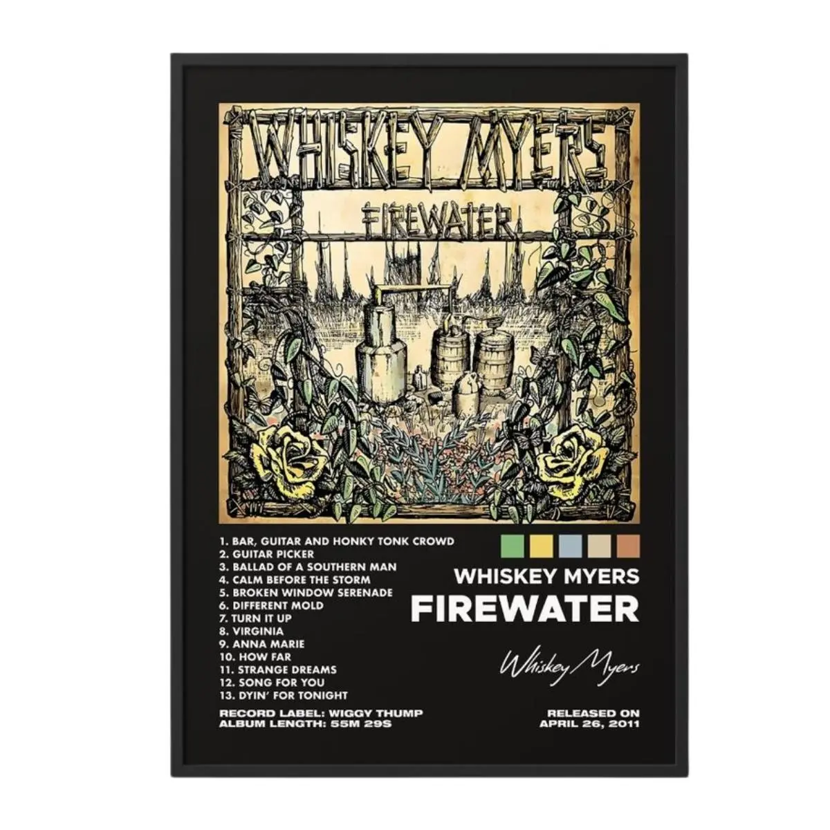 Whiskey Myers - Firewater Album Poster  / Album Cover Poster / Music Gift / Music Wall Decor / Album Art / Gift For Fan Decoration Items Vibrant Print Artistic
