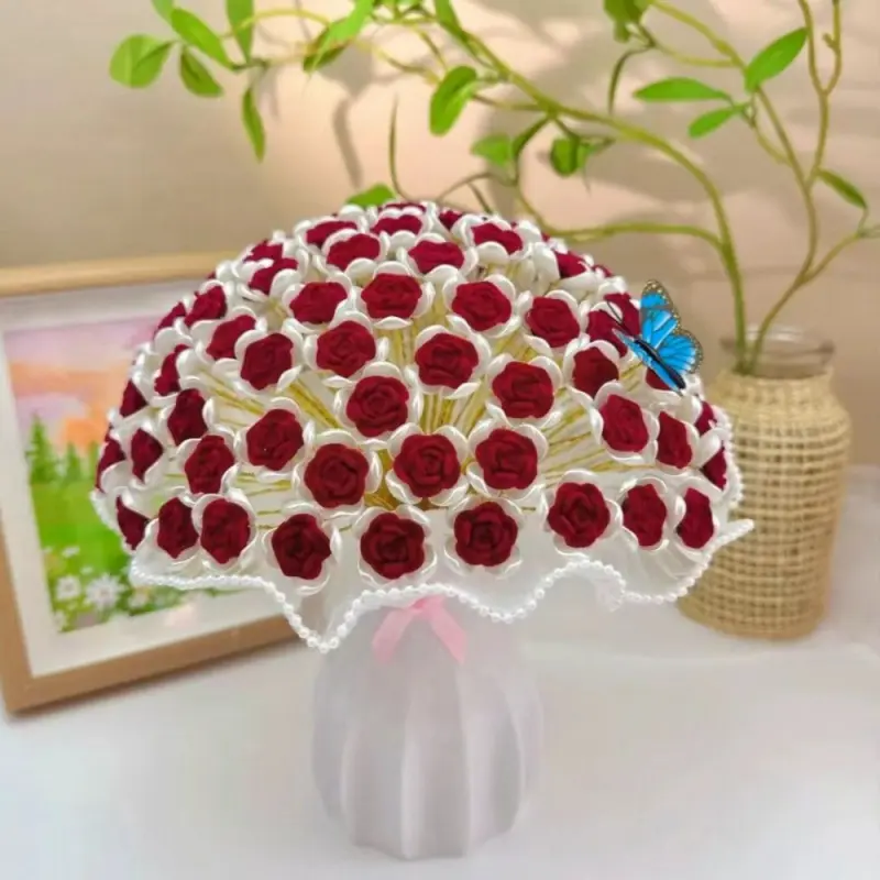 99 Artificial Roses for Valentine's Day and Mother's Day, DIY Craft Kit, Diy Flower, Birthday and Holiday Gift, Home Decoration (Not a Finished Product)