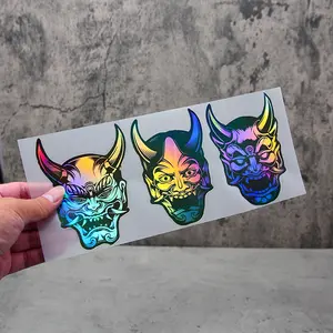 Vibrant Reflective Mask Stickers for Cars Motorcycles Skateboards Closets Desks, DIY Decorative Accessories for Unique Style