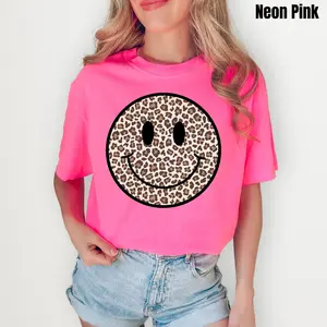 Leopard Happy Face Comfort Colors T-Shirt 'NLB'