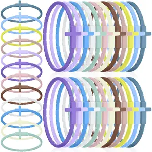 36 count   Bracelets Bulk Christian  Bracelets Colorful Stackable Rubber Wrist Accessories  Friendship   for Religious Easter Women Men