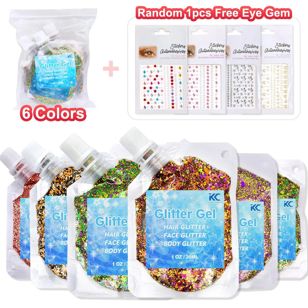 Set14-6 mix colors/Halloween Glitter Gel