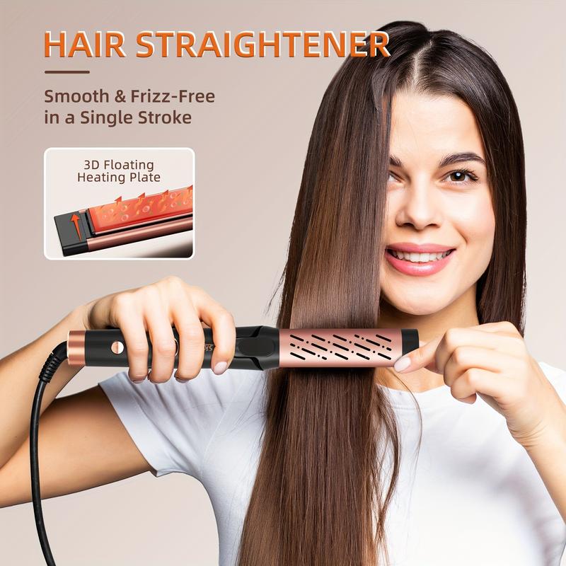 Airflow Styler Curling Iron - Ceramic Flat Iron Hair Straightener and Curler 2 in 1, Professional Curing Wand with 360° Ionic Cool Air, 5 Adjustable Temps & Dual Voltage for Long Short Hair