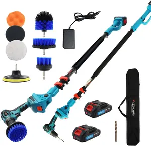 JOVANT Cordless Telescoping Cleaning Tools&Power Drill with 2-Max 20V Batteries and 2.0A Charger 2-in-1 Cordless Pole Drill 5.3 to 15-Feet with 180° Telescoping Pole Include 7Pcs Drill Brushes