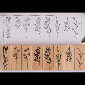 Plant and Flower Wooden Rubber Stamps