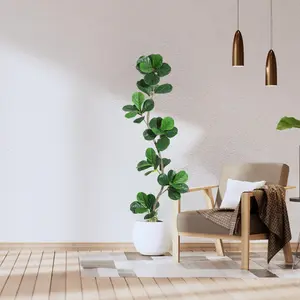 【GARVEE】Realistic Artificial Fiddle Leaf Fig Tree – Large Faux Indoor/Outdoor Decorative Plant with Lifelike Green Leaves and Black Pot – Modern Home or Office Decor, Great Housewarming Present