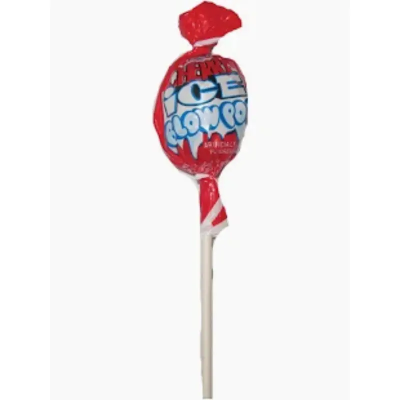 10-Count Cherry Ice Blow Pop Charms Hard Candy Lollipops - Sodium-Free Novelty Candy with Bubblegum Center, 0.65oz Individually Wrapped Suckers for Children's Party Pinata Fillers, Goodie Bags, Sweet Afternoon Treat Bulk Wholesale Value Pack Snacks