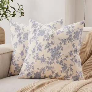 French pastoral pillowcases, 2-piece set, blue farmhouse decorative cushion covers suitable for sofa, bed, living room and home decoration