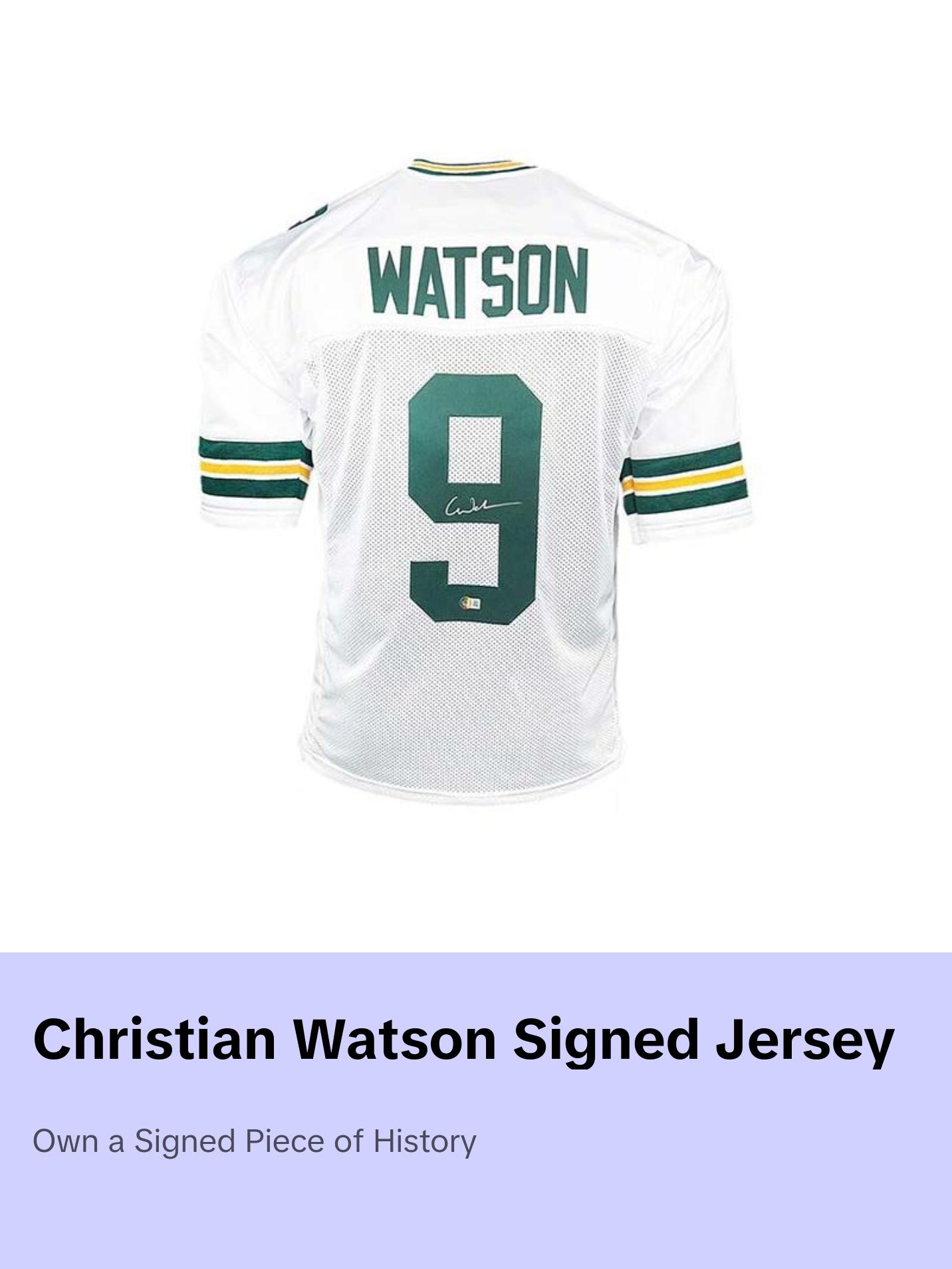 Christian Watson Signed Custom White Football Jersey (Beckett)