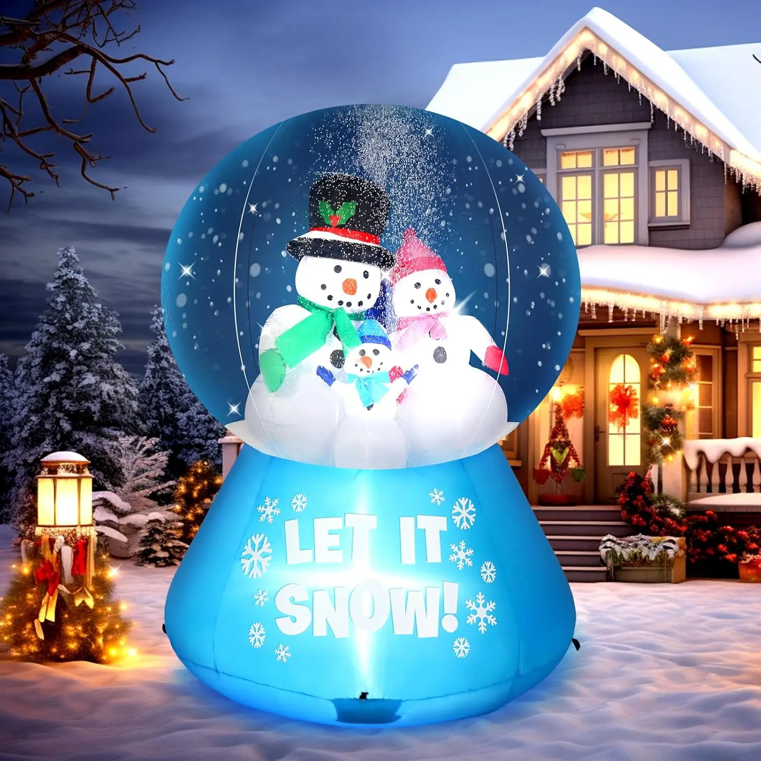 VINGLI Christmas Decorations Outdoor Inflatable Lighted Decor, Blow Up Yard Decoration with Electric Blower for Holiday Indoor Outdoor Garden Decor 6FT Snowing Crystal Ball