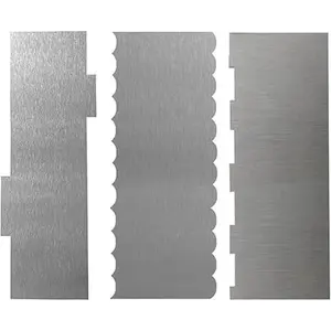 3 Pack Cake Scraper Smoother, Stainless Steel Double Edge Sided Patterned Cake Decorating Scraper Comb for Mousse Butter Cream Dessert Decor