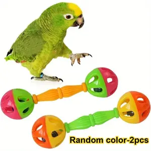 Random color-2pcs Double-Ended Rocking Bell Bird Toy with Clear Bell Sound, Interactive Puzzle Toy for Parrots and  Birds - Suitable for Training and Play - Ideal for Budgies, Cockatoos, and  Pet Birds
