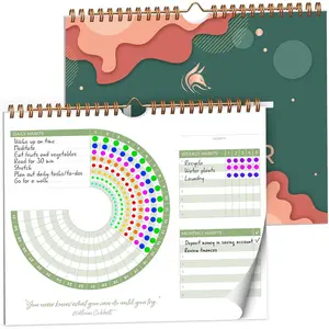 Habit Calendar Circle - 24-Month Inspirational Daily Habit  with Colorful Pages - Routine & Goal Planner Journal (Dark Green & Red)