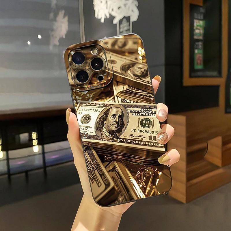 Single black retro banknote design phone case, anti-drop, for iPhone16promax, SE4/16E, 16 15Pro 14PLUS 13 12Pro 11 Pro Max X XSMAX Samsung Galaxy S22 S23, S24, S23ULTRA. S25 Samsung S25EDGE This charming black phone case is a fun cartoon-themed gift.