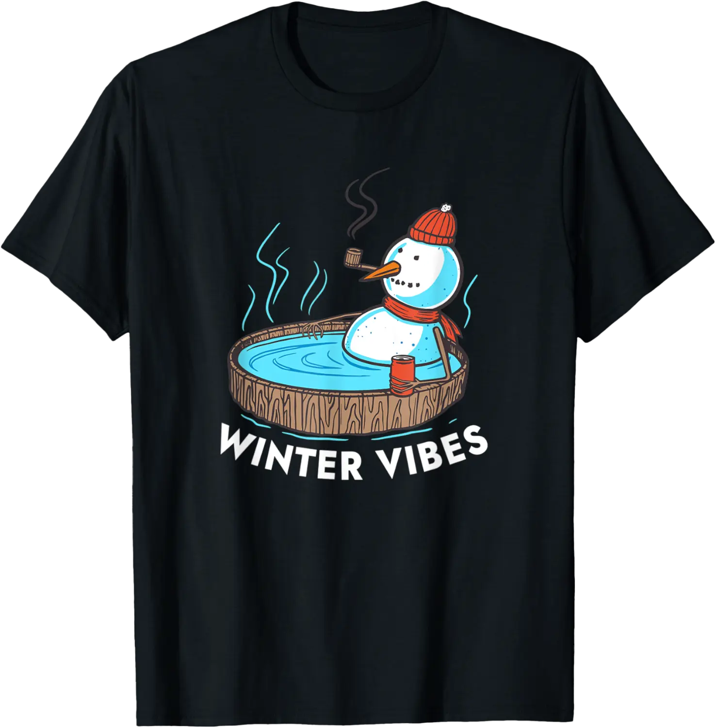 Winter Vibes - Beer Drinking Snowman in Hot Tub T-Shirt - Anarosavill Shop 34B08TC8J94T