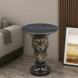 ARCH Leopard Head Accent Table Animal Statue End Tables Livingroom