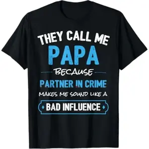 100% Cotton Funny Grandpa Papa Partner In Crime Dad T-Shirt Menswear Top Golf Gift T-Shirt For Men And Women