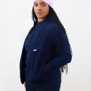 Niora Scrub Jacket Navy Blue Long Sleeves Regular Fit Casual Style All Seasons Soft Breathable Performance Fabric