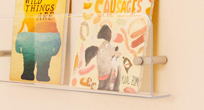 Lifewit 15" Floating Nursery Bookshelf, Clear Acrylic Wall-Mounted Racks for Kids' Magazines/Pictures, Ideal for Bedrooms and Living Rooms