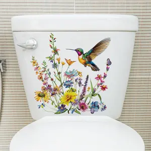 A (30*30cm) flower and bird spring toilet sticker, self-adhesive decorative sticker for bathroom and toilet, M10220