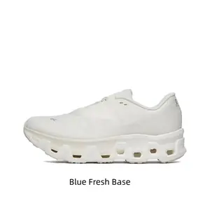 All-White Seamless Lightweight Cushioned Running Shoes, with Hollow Cloud Modules Midsole Design