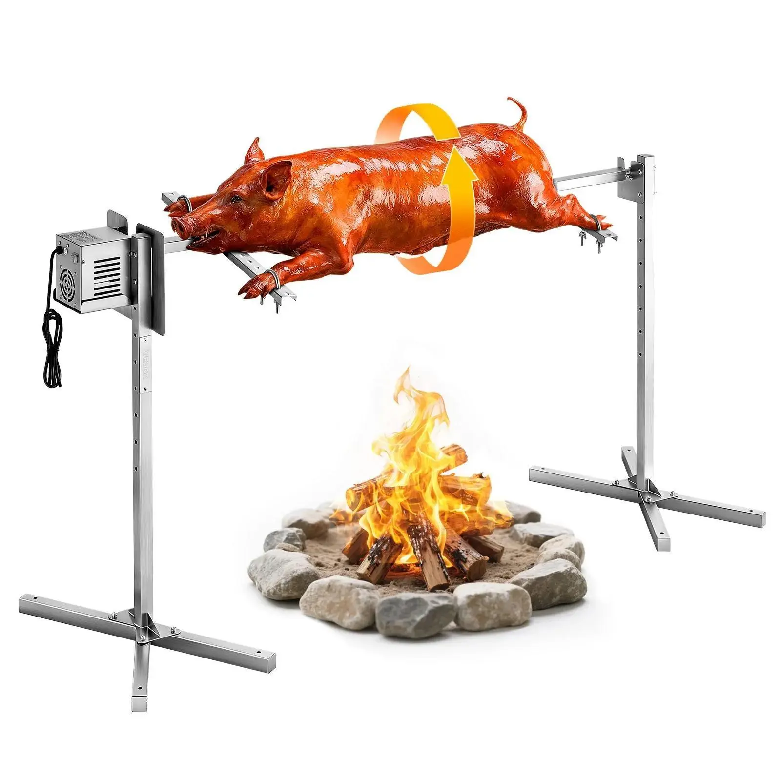 【SummerFinds】VEVOR Rotisserie Grill, AC120V 8 Level Height Rotisserie Grill Kit, BBQ Grills Rotisseries Kit with 132 lbs Load Capacity, 38W Motor, Stainless Steel Automatic Grilling Kits for Parties